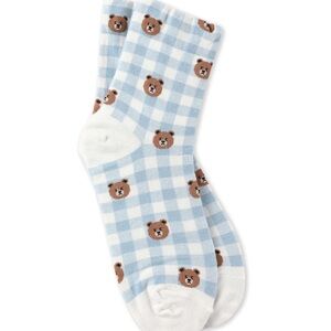 Almost New: Cider Teddy Bear Checkered Socks